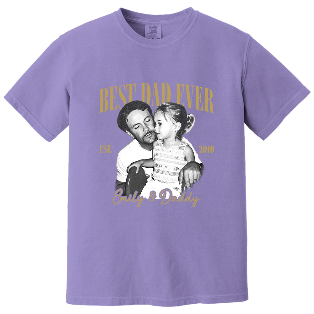 Best Dad Ever Custom Vintage Photo Shirt Fathers Day Gift from Kids, Gift for Husband, New Dad Gift, Family Picture Tee, Dad Est Shirt Vh01 