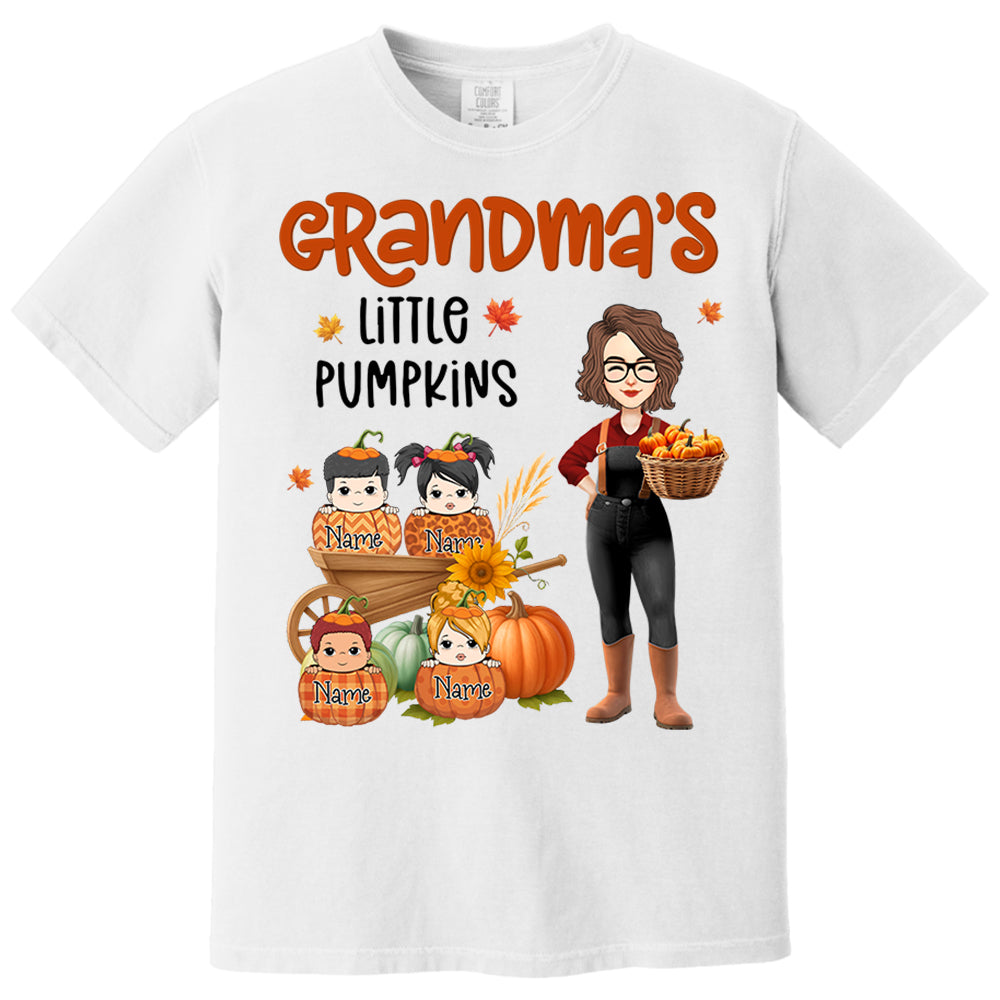 Grandma's Little Pumpkins Love Nana Life Kids, Grandkids Names - Personalized Shirt For Grandma Nh00