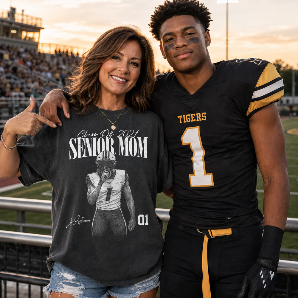 Personalized Senior Mom Shirt, Custom Sports Mom Gameday Shirt Proud Family Gift T1807 Hv01