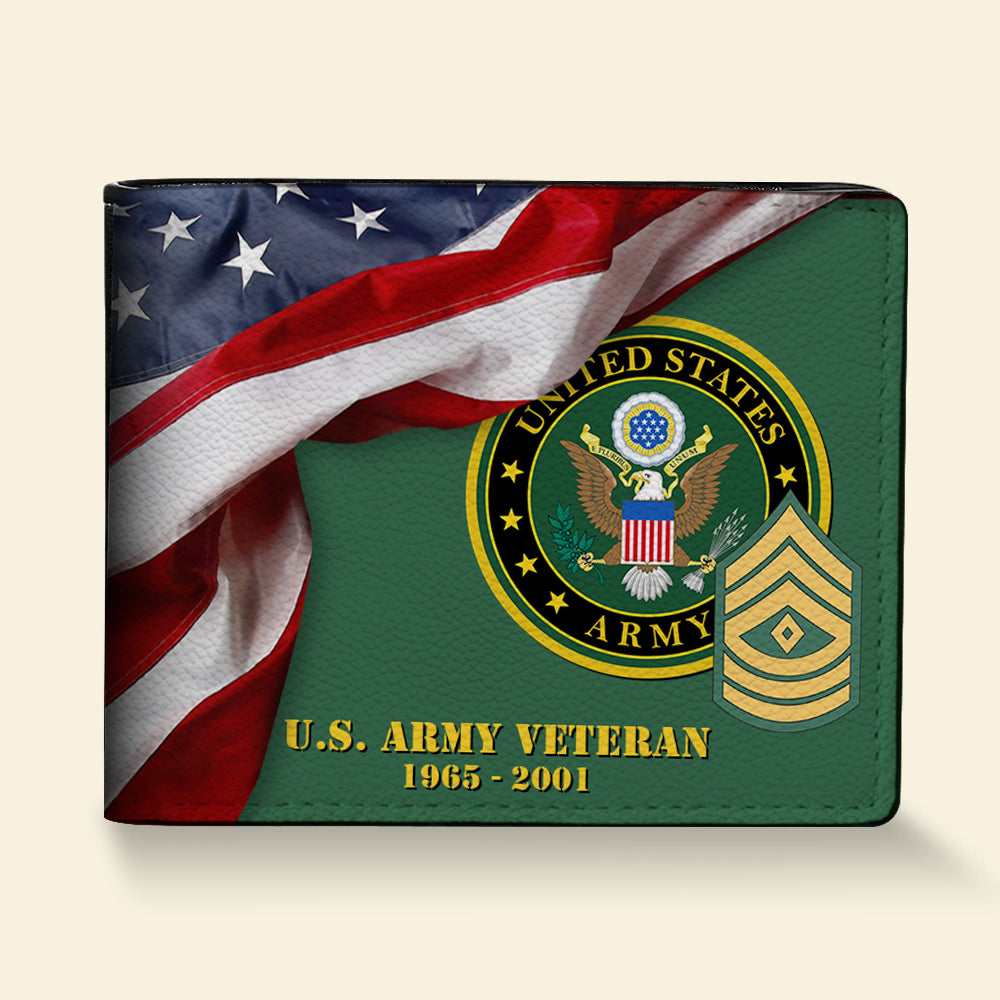 Personalized Military Unit Leather Wallet Veteran Gift For Father's Day Veteran Grandpa Dad K1702