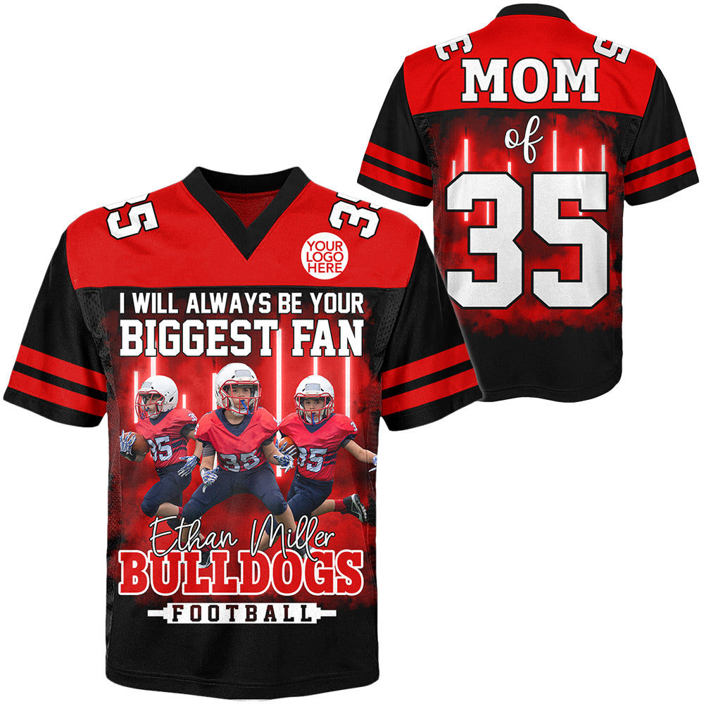 I Will Always Be Your Biggest Fan, Custom Photo Football Game Day Football Jersey, Personalized Gift For Football Player Na02 Do99