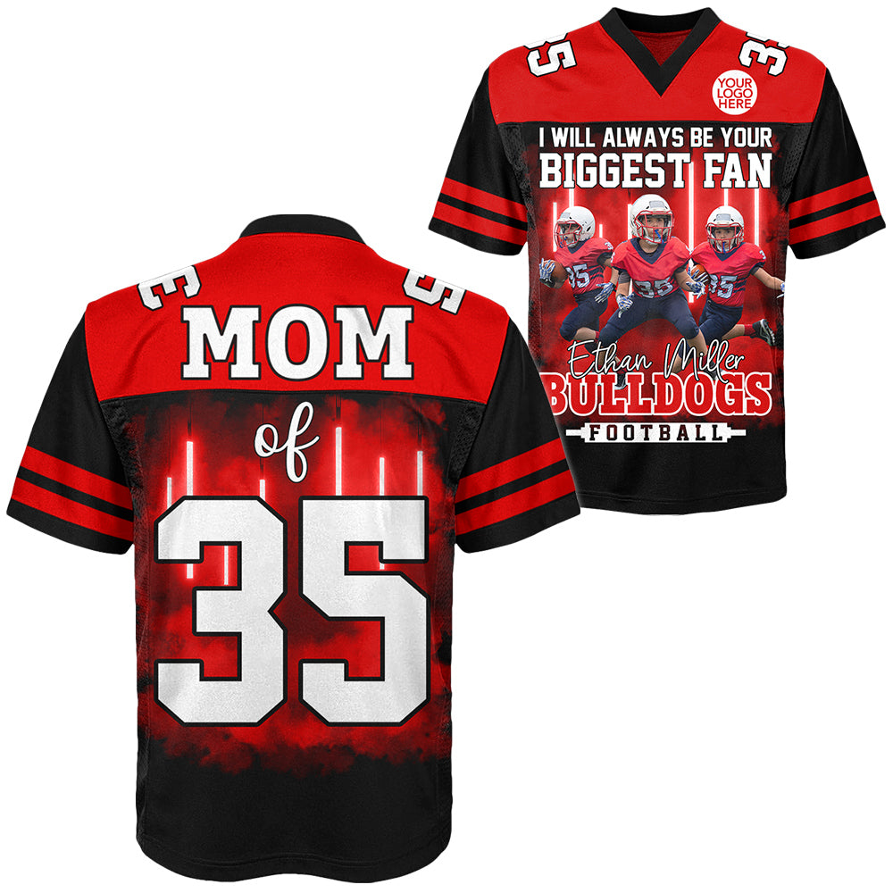 I Will Always Be Your Biggest Fan, Custom Photo Football Game Day Football Jersey, Personalized Gift For Football Player Na02 Do99
