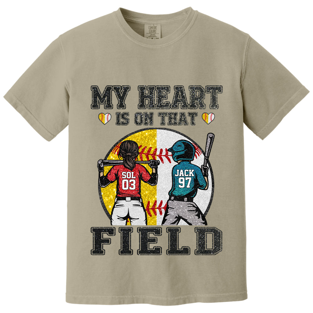 My Heart Is On That Field - Personalized Shirt For Baseball Softball Family NA04 T24