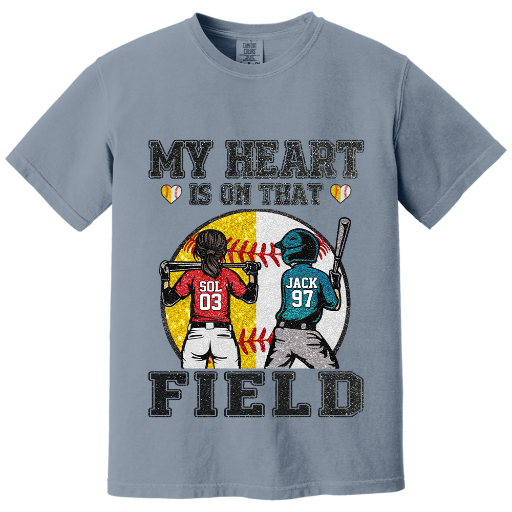 My Heart Is On That Field - Personalized Shirt For Baseball Softball Family NA04 T24