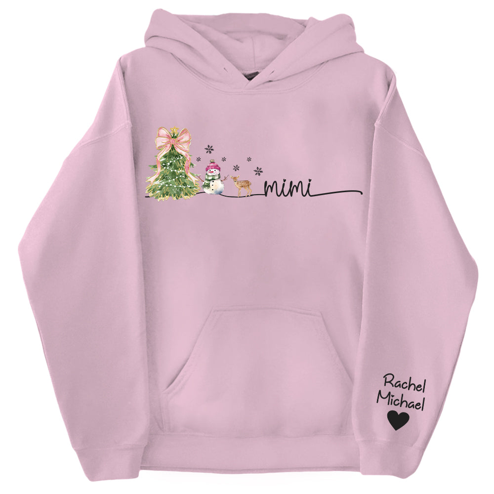 Mimi Christmas Snowman And Grandkids Sweatshirt - Personalized Family Gift For Grandma NA04 Tu20