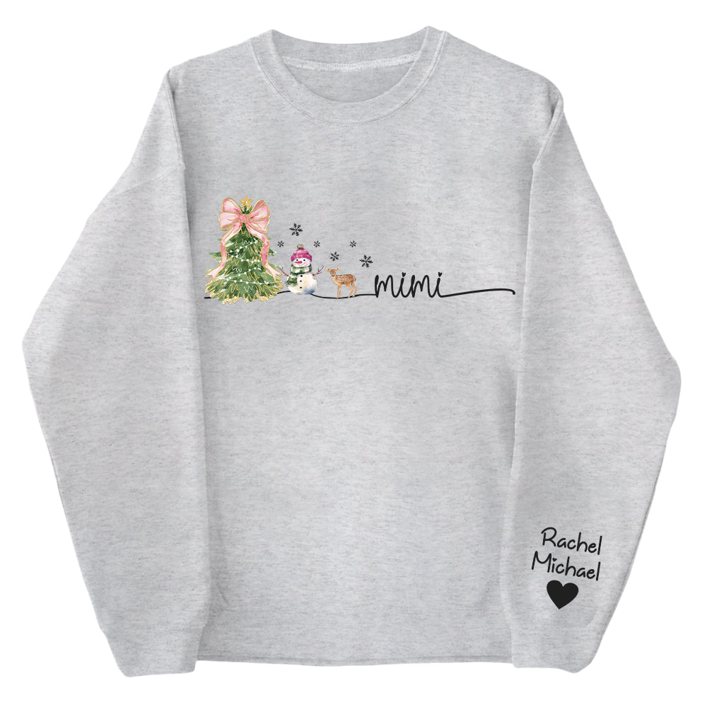 Mimi Christmas Snowman And Grandkids Sweatshirt - Personalized Family Gift For Grandma NA04 Tu20