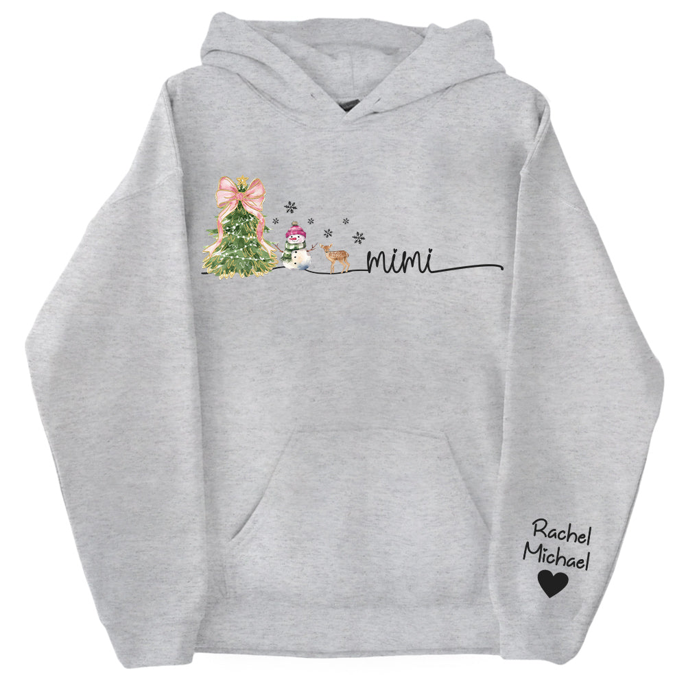 Mimi Christmas Snowman And Grandkids Sweatshirt - Personalized Family Gift For Grandma NA04 Tu20