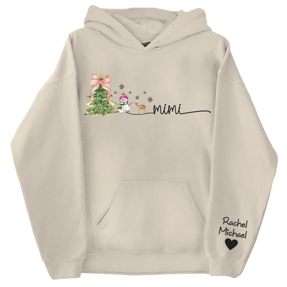 Mimi Christmas Snowman And Grandkids Sweatshirt - Personalized Family Gift For Grandma NA04 Tu20