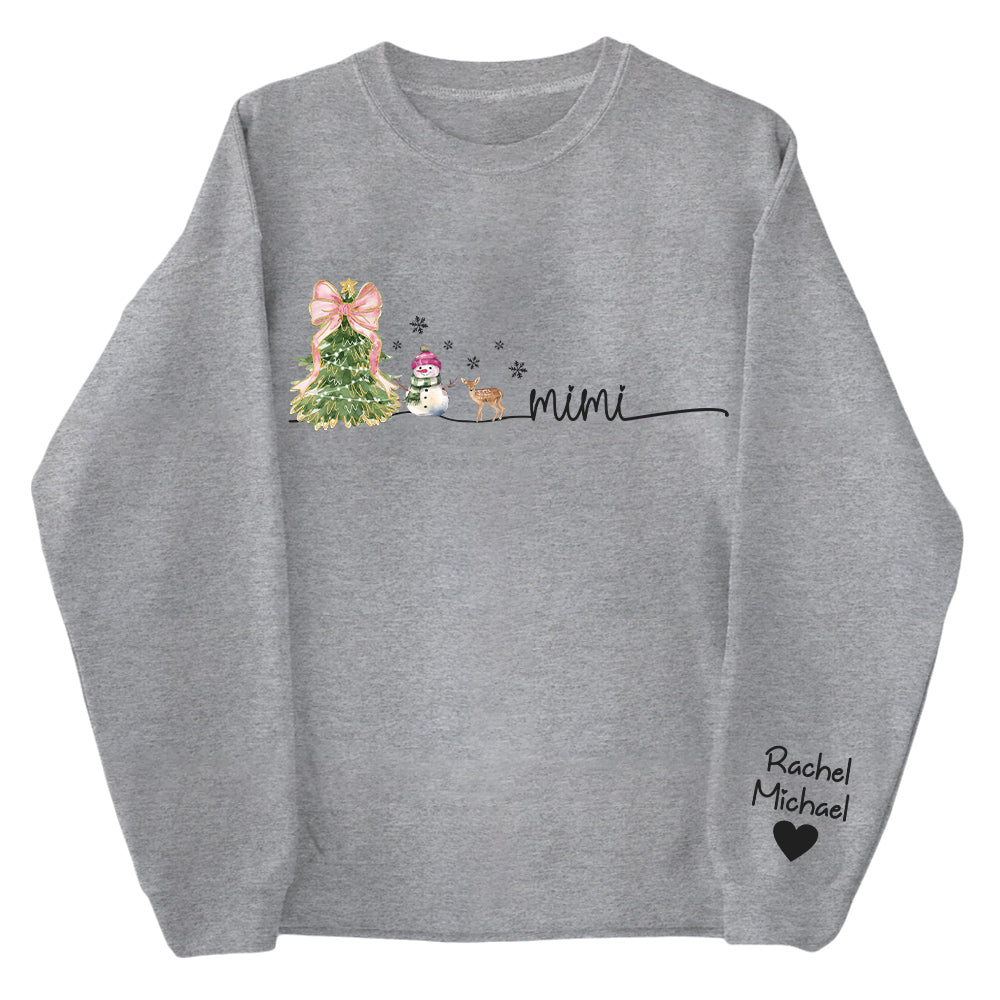Mimi Christmas Snowman And Grandkids Sweatshirt - Personalized Family Gift For Grandma NA04 Tu20
