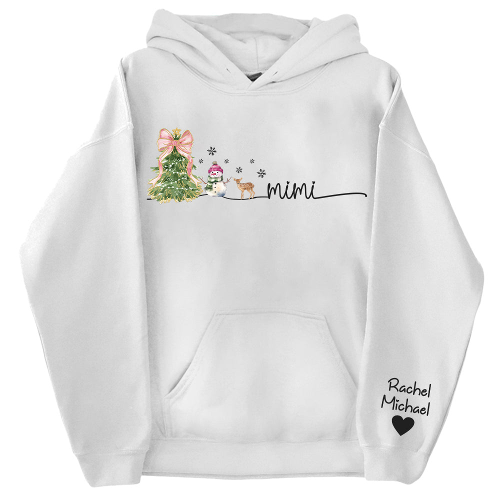 Mimi Christmas Snowman And Grandkids Sweatshirt - Personalized Family Gift For Grandma NA04 Tu20