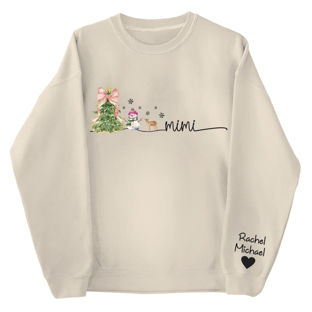 Mimi Christmas Snowman And Grandkids Sweatshirt - Personalized Family Gift For Grandma NA04 Tu20