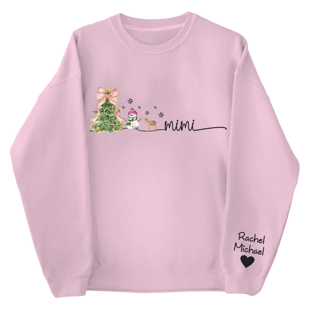 Mimi Christmas Snowman And Grandkids Sweatshirt - Personalized Family Gift For Grandma NA04 Tu20