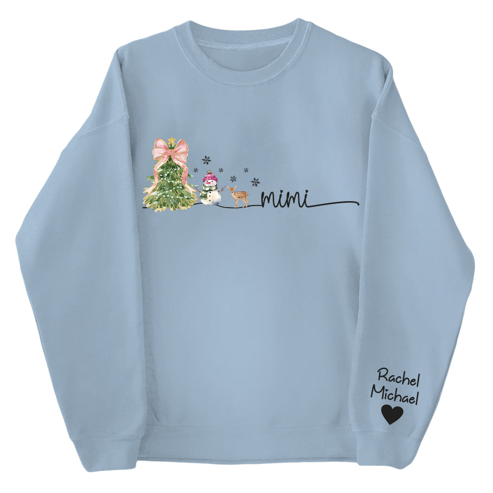 Mimi Christmas Snowman And Grandkids Sweatshirt - Personalized Family Gift For Grandma NA04 Tu20