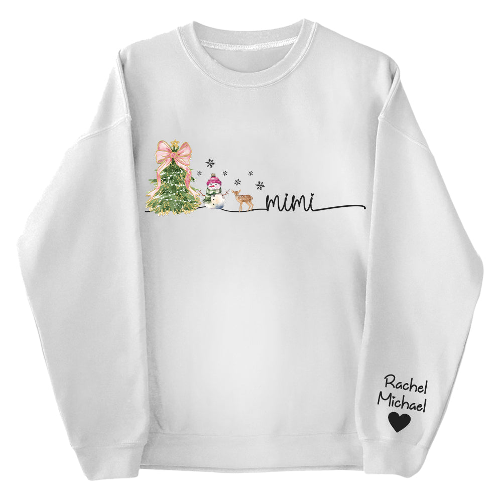 Mimi Christmas Snowman And Grandkids Sweatshirt - Personalized Family Gift For Grandma NA04 Tu20