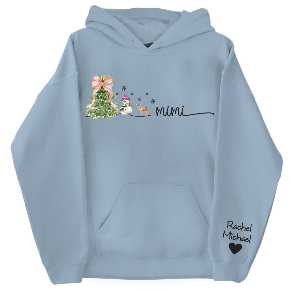 Mimi Christmas Snowman And Grandkids Sweatshirt - Personalized Family Gift For Grandma NA04 Tu20