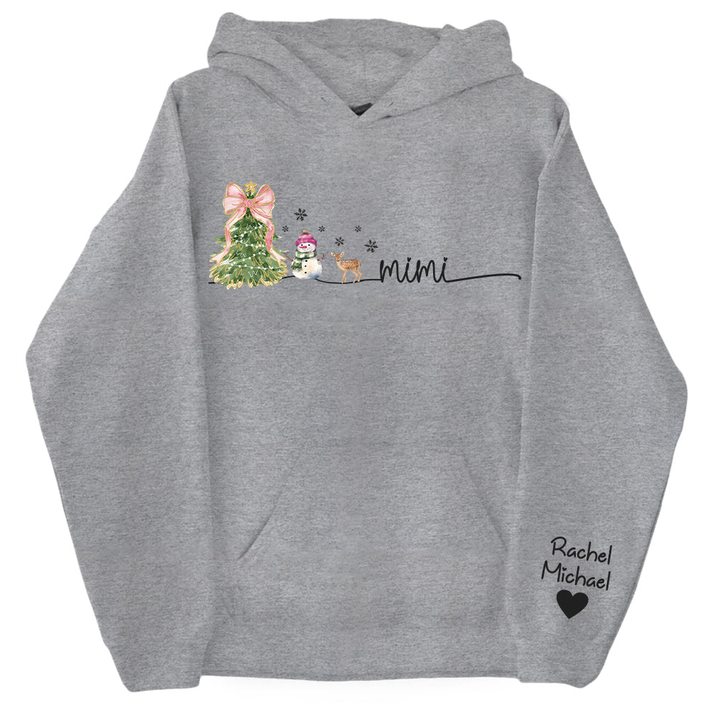 Mimi Christmas Snowman And Grandkids Sweatshirt - Personalized Family Gift For Grandma NA04 Tu20
