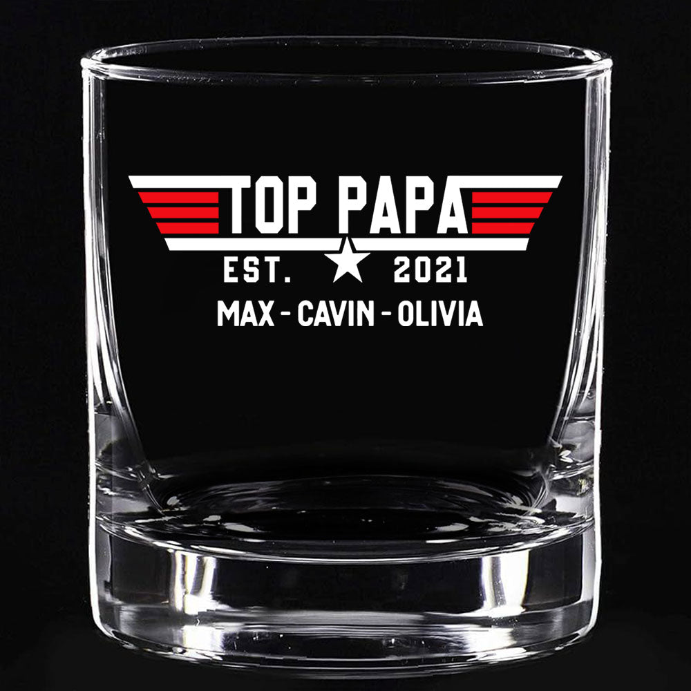 Personalized Gift Top Papa, Grandpa's Birthday, Father's Day Gift Whiskey Glasses