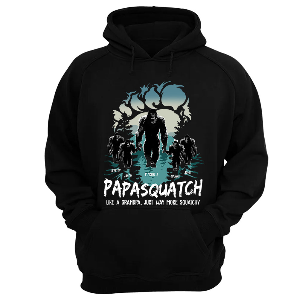 Papasquatch, Like A Grandpa, Just Way More Squatchy - Bigfoot Footprint Personalized Shirt