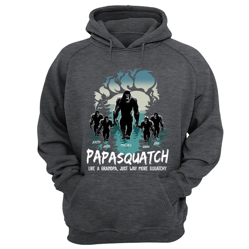 Papasquatch, Like A Grandpa, Just Way More Squatchy - Bigfoot Footprint Personalized Shirt
