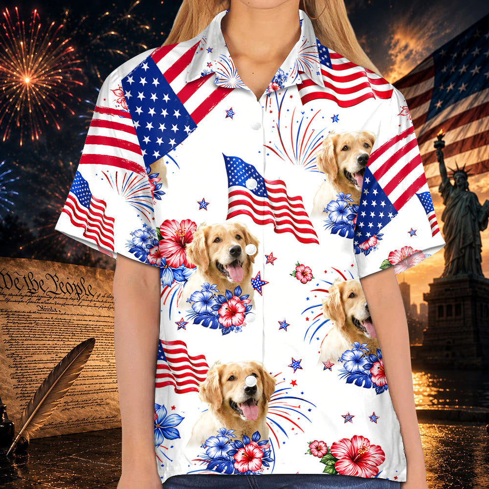 250 Years Of Freedom With Dog Cat, Personalized Dog Cat Photo United State Flag Hawaii Shirt, Gift For Dog Cat Lovers MI209 TH23