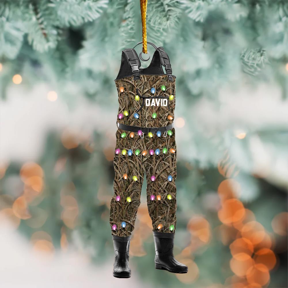 Custom Chest Waders Hunting & Fishing Waders with Boots Ornament - Personalized Acrylic Ornament Nh00