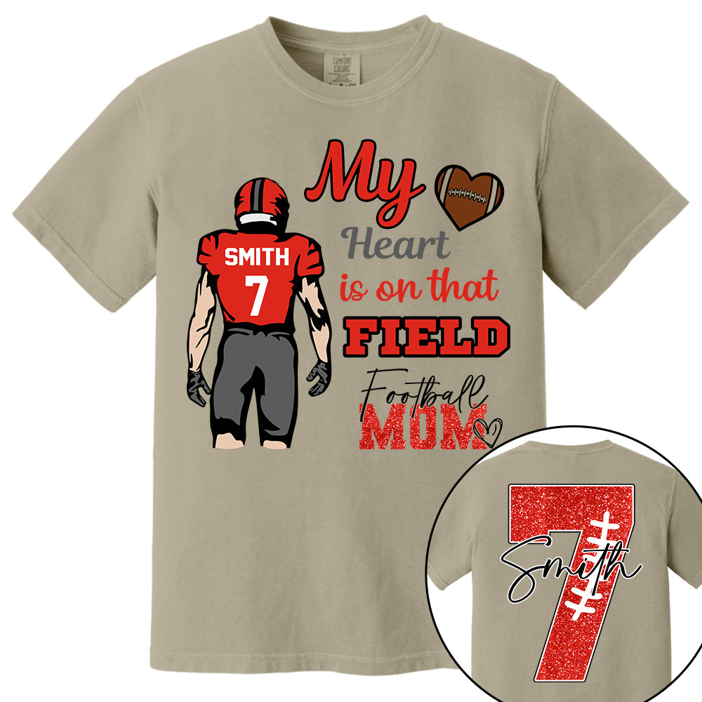 Personalized My Heart Is On That Field - Football Mom Tshirt Custom gift For Football Family L0411 VH01