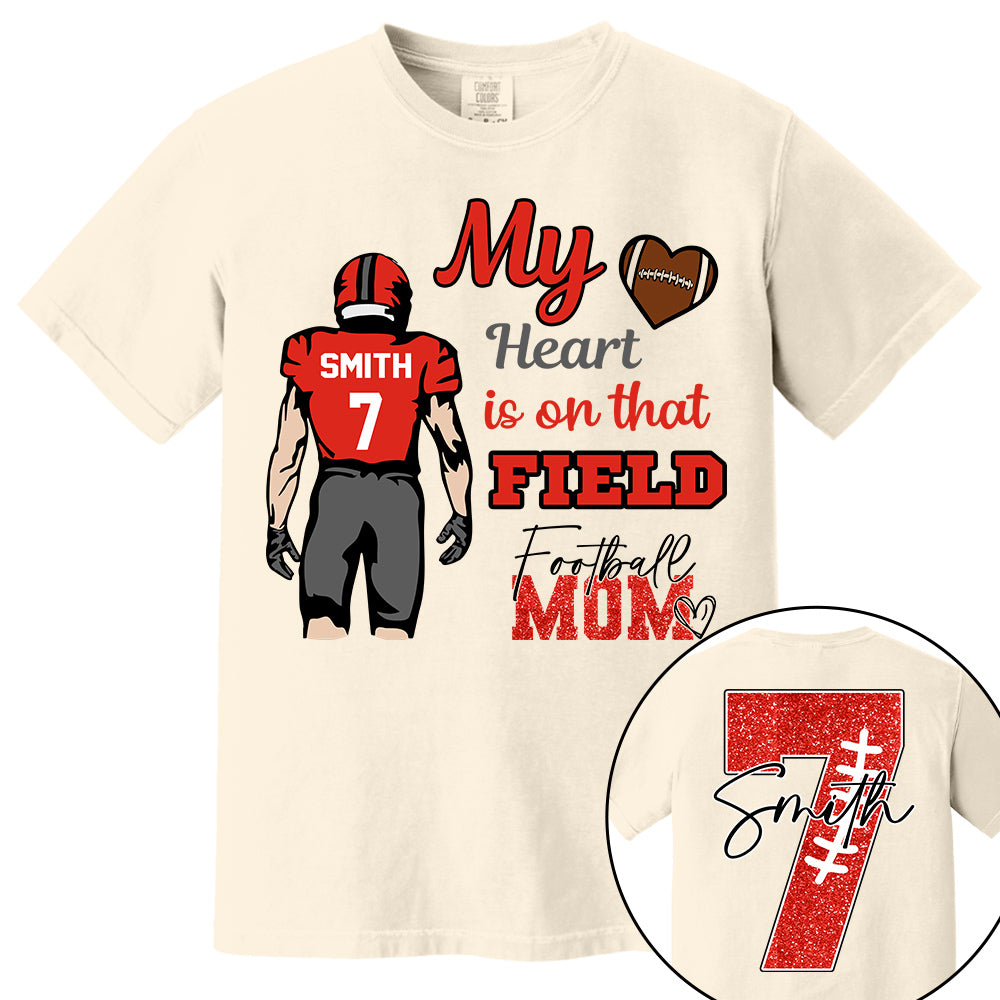 Personalized My Heart Is On That Field - Football Mom Tshirt Custom gift For Football Family L0411 VH01