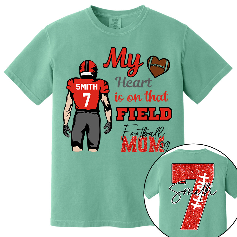 Personalized My Heart Is On That Field - Football Mom Tshirt Custom gift For Football Family L0411 VH01