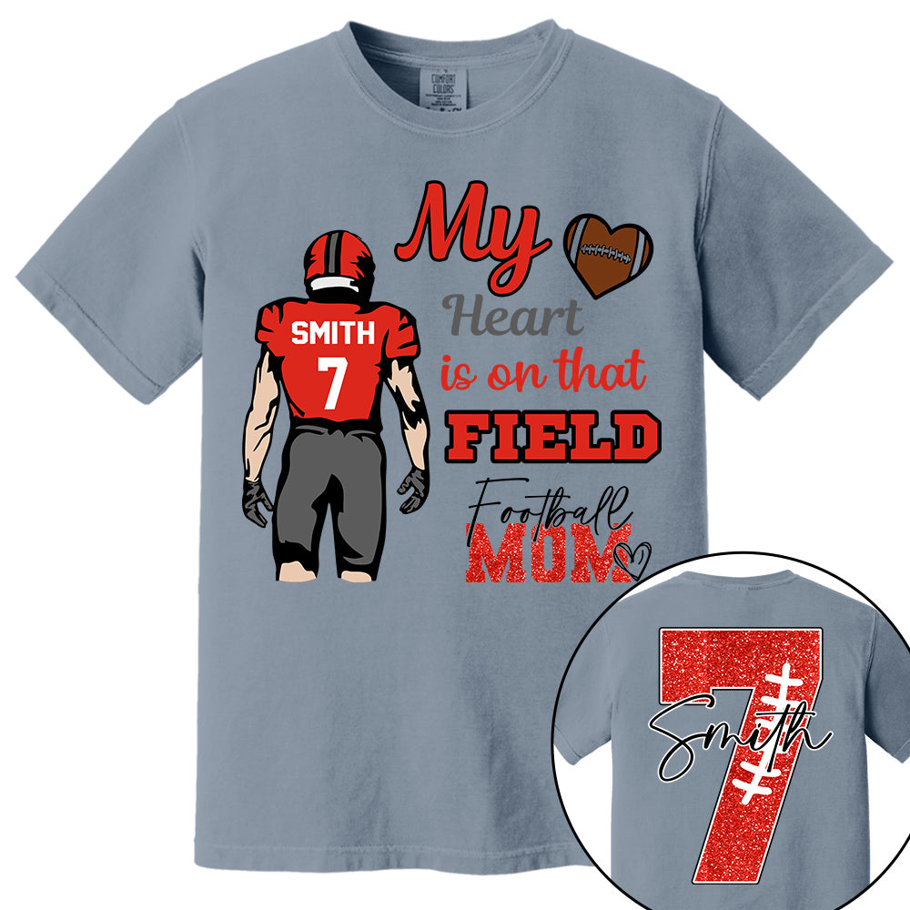 Personalized My Heart Is On That Field - Football Mom Tshirt Custom gift For Football Family L0411 VH01