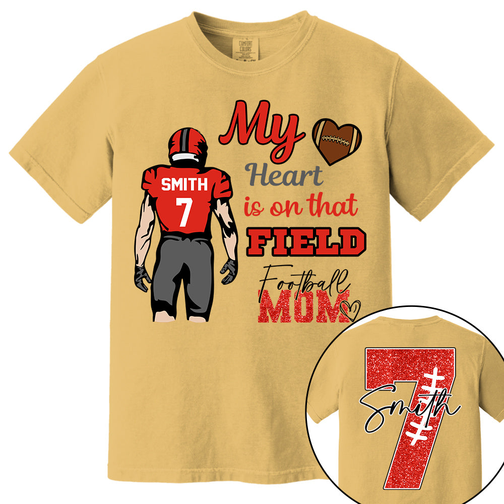 Personalized My Heart Is On That Field - Football Mom Tshirt Custom gift For Football Family L0411 VH01