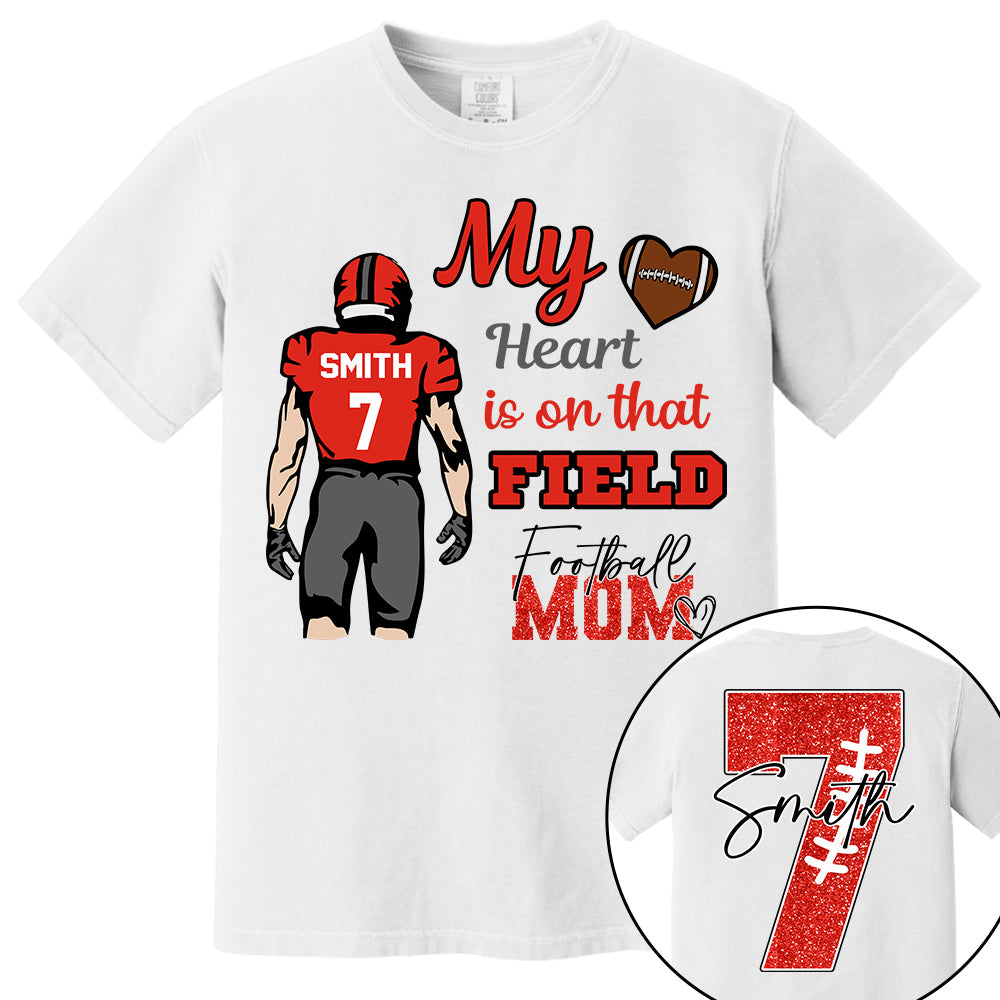 Personalized My Heart Is On That Field - Football Mom Tshirt Custom gift For Football Family L0411 VH01