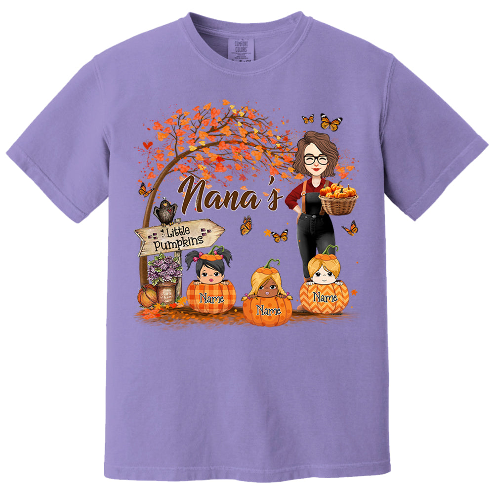 Personalized Grandma's Little Pumpkin Autumn Shirt New Nh00
