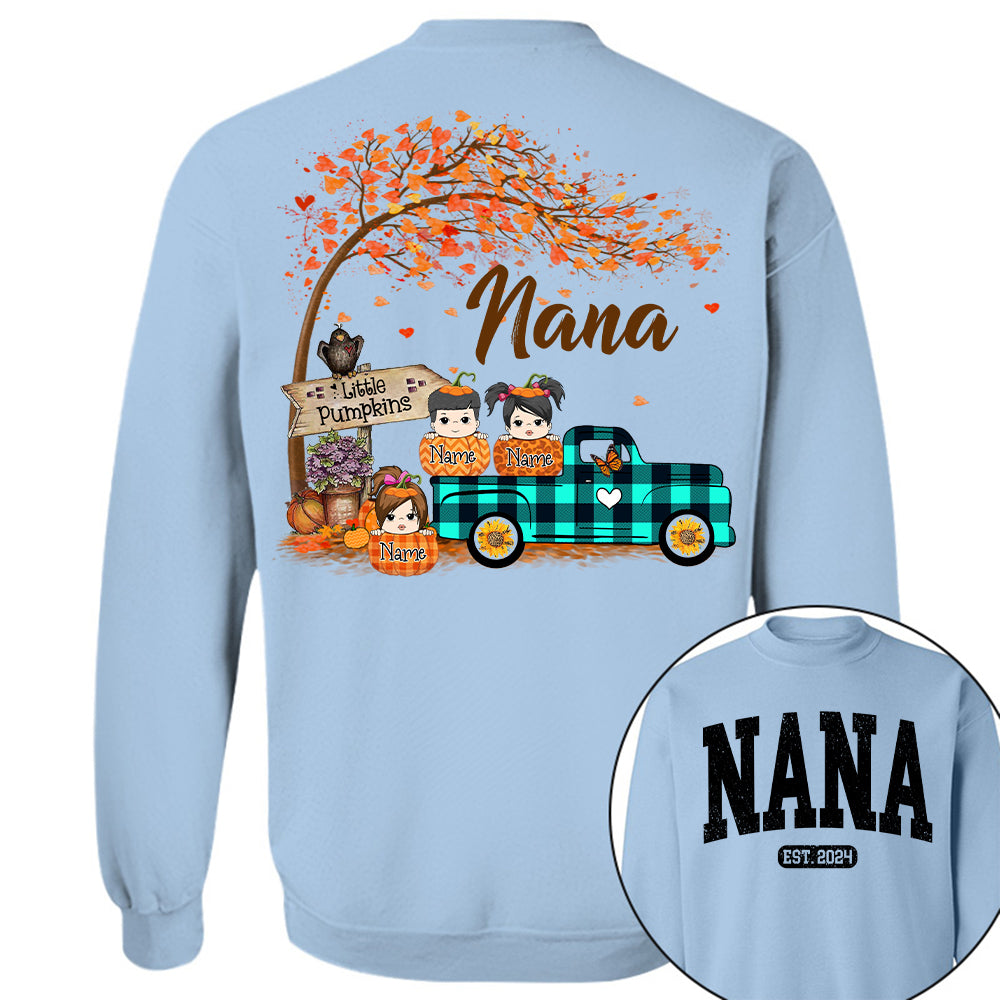 Nana's Little Pumpkins Autumn Truck Shirts With Grandkids Names