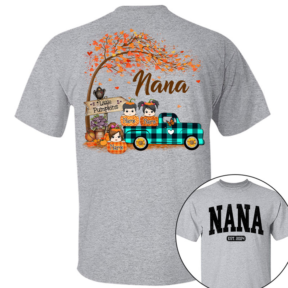 Nana's Little Pumpkins Autumn Truck Shirts With Grandkids Names