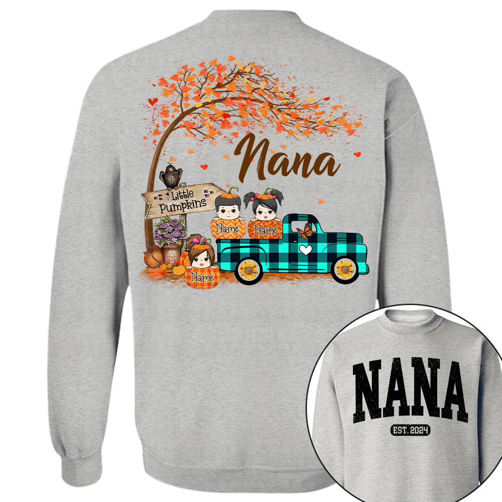 Nana's Little Pumpkins Autumn Truck Shirts With Grandkids Names