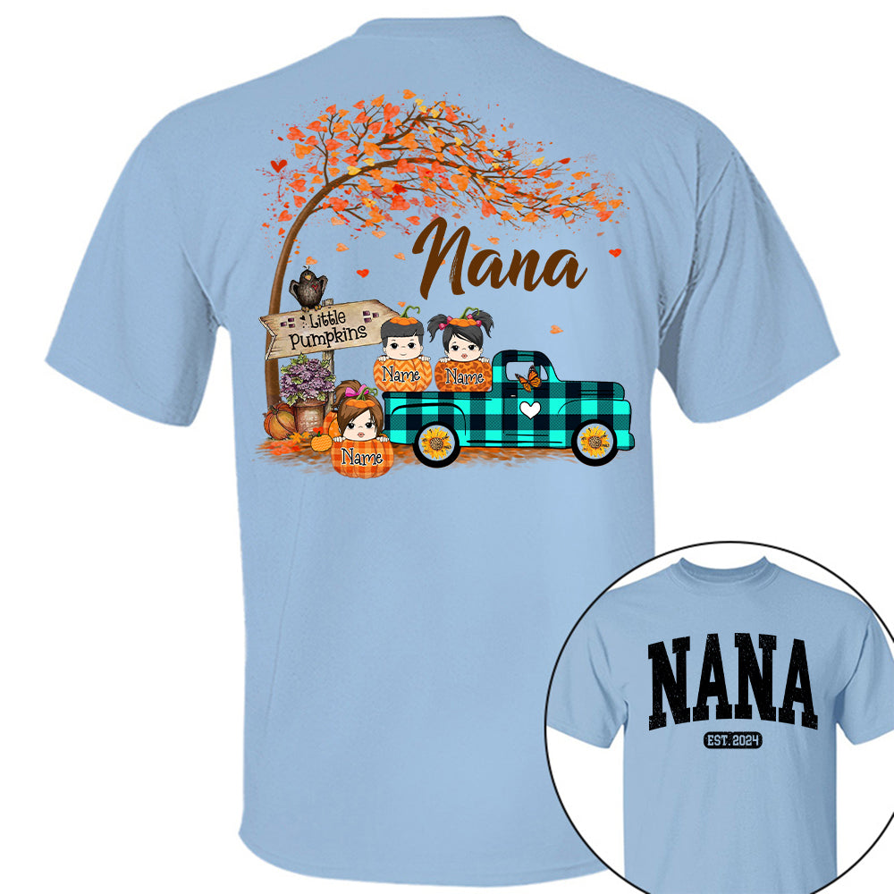 Nana's Little Pumpkins Autumn Truck Shirts With Grandkids Names