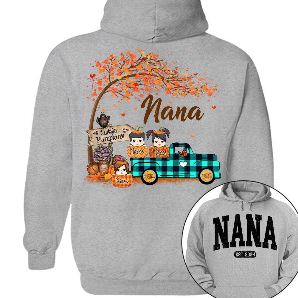 Nana's Little Pumpkins Autumn Truck Shirts With Grandkids Names