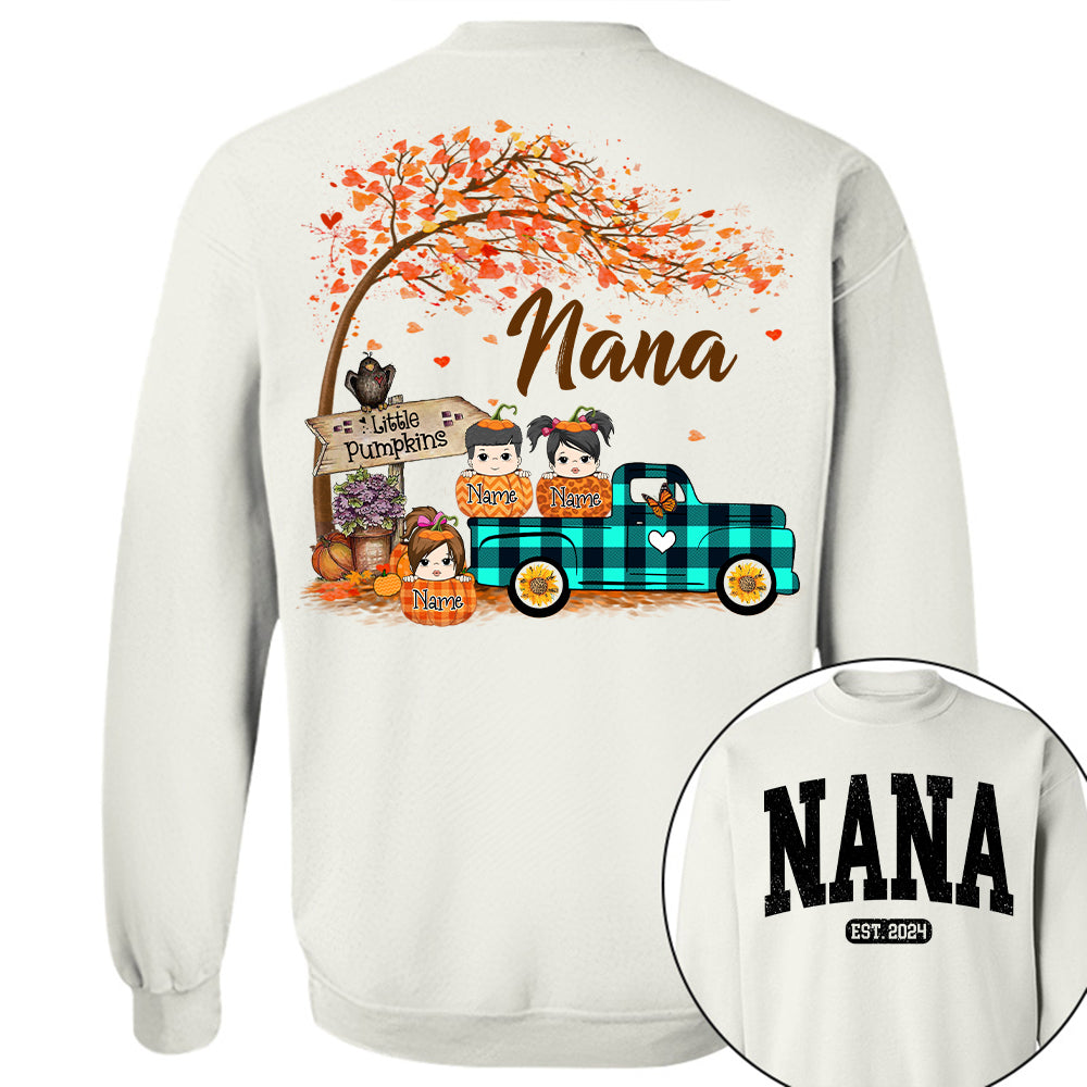 Nana's Little Pumpkins Autumn Truck Shirts With Grandkids Names