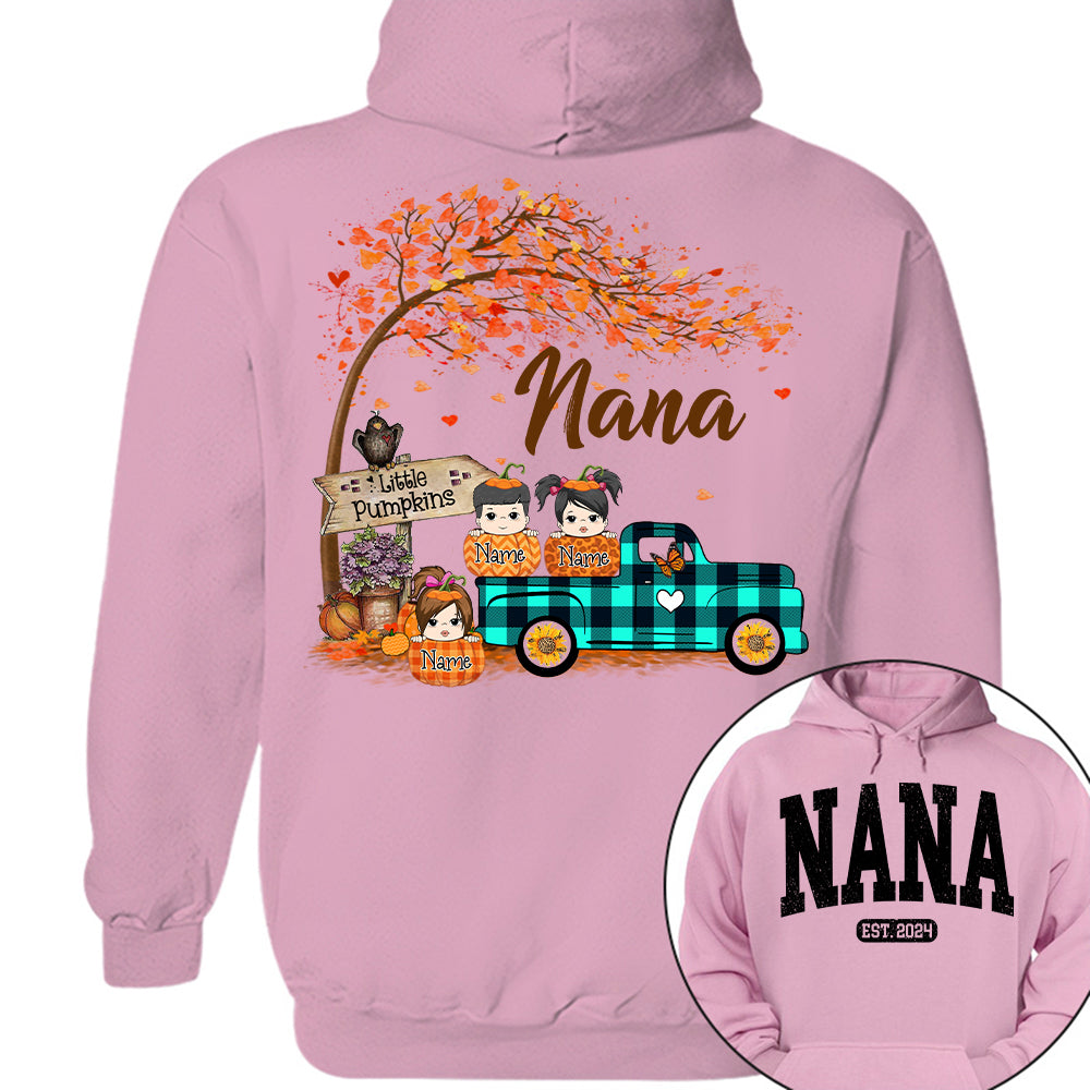 Nana's Little Pumpkins Autumn Truck Shirts With Grandkids Names