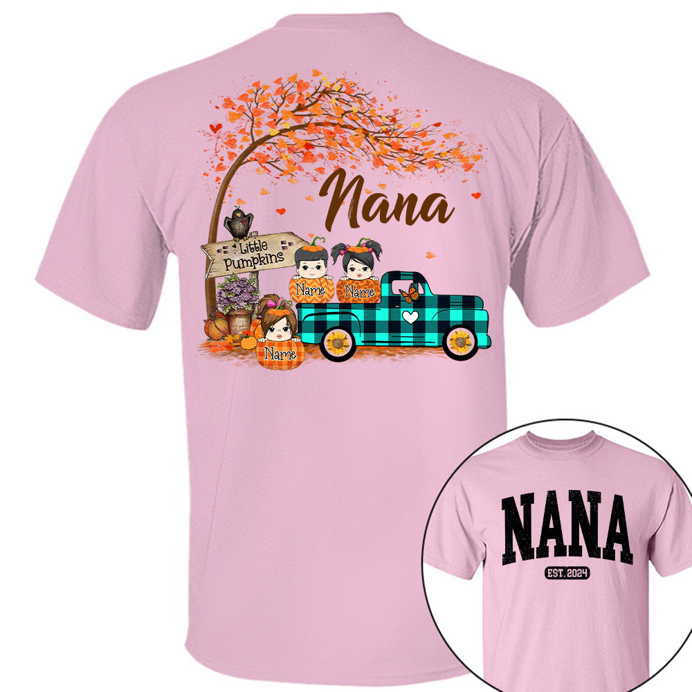 Nana's Little Pumpkins Autumn Truck Shirts With Grandkids Names