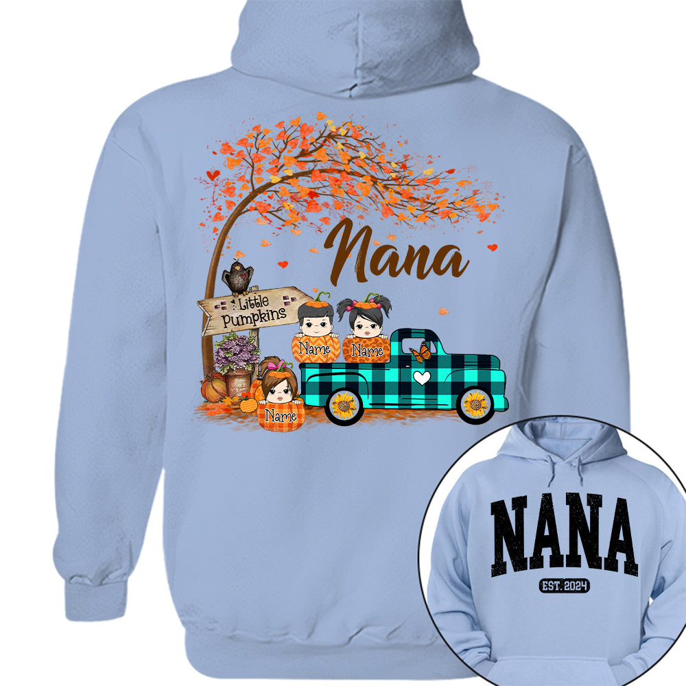 Nana's Little Pumpkins Autumn Truck Shirts With Grandkids Names