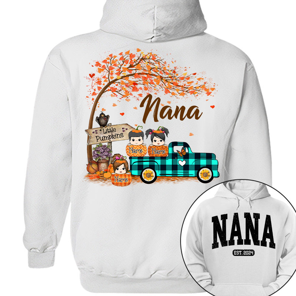 Nana's Little Pumpkins Autumn Truck Shirts With Grandkids Names