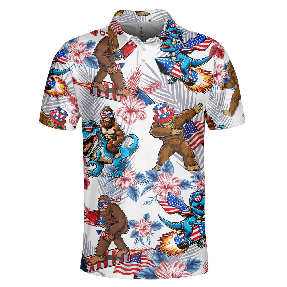 Mens Bigfoot Independence Day Polo Shirt