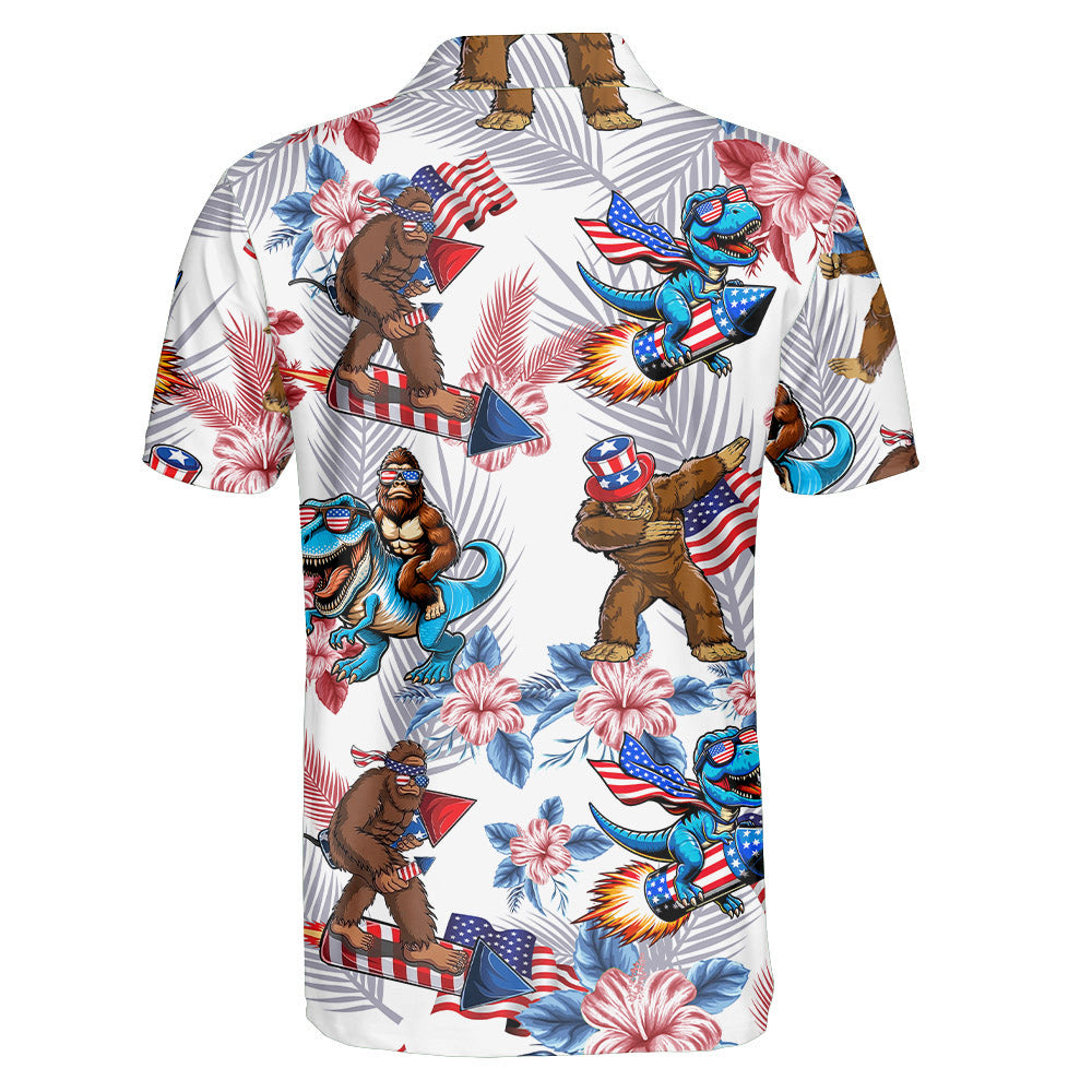 Mens Bigfoot Independence Day Polo Shirt