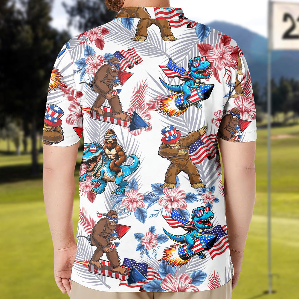 Mens Bigfoot Independence Day Polo Shirt