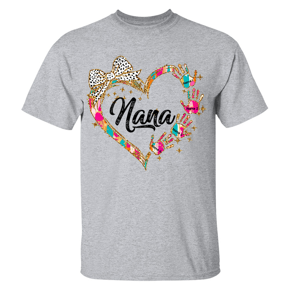 Grandma And Grandkids Coquette Christmas Personalized Shirts, Nickname And Names Can Be Changed
