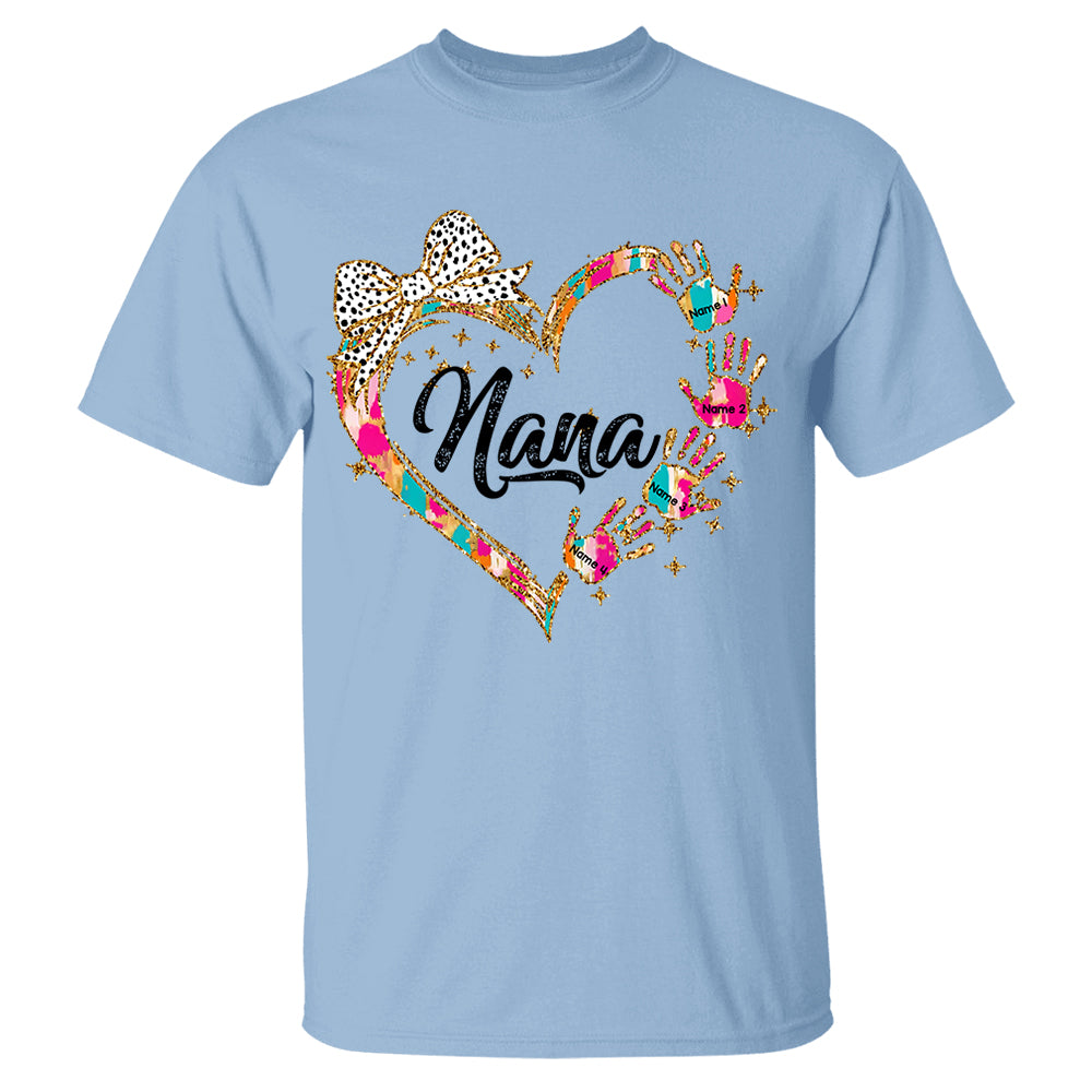 Grandma And Grandkids Coquette Christmas Personalized Shirts, Nickname And Names Can Be Changed