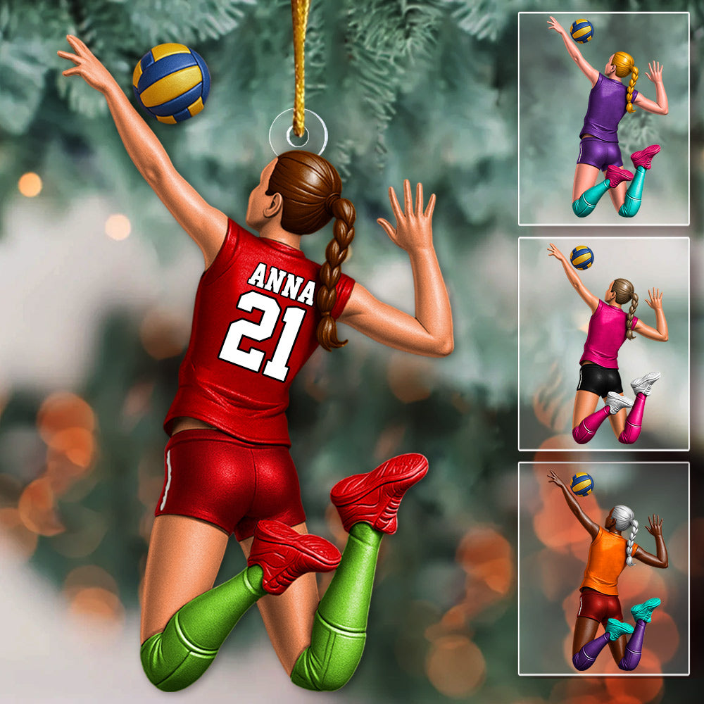 Personalized Volleyball Player Christmas Ornament, Custom Name Number Volleyball Girl Ornament|Volleyball Team Gift, Volleyball Lover Gifts Li29