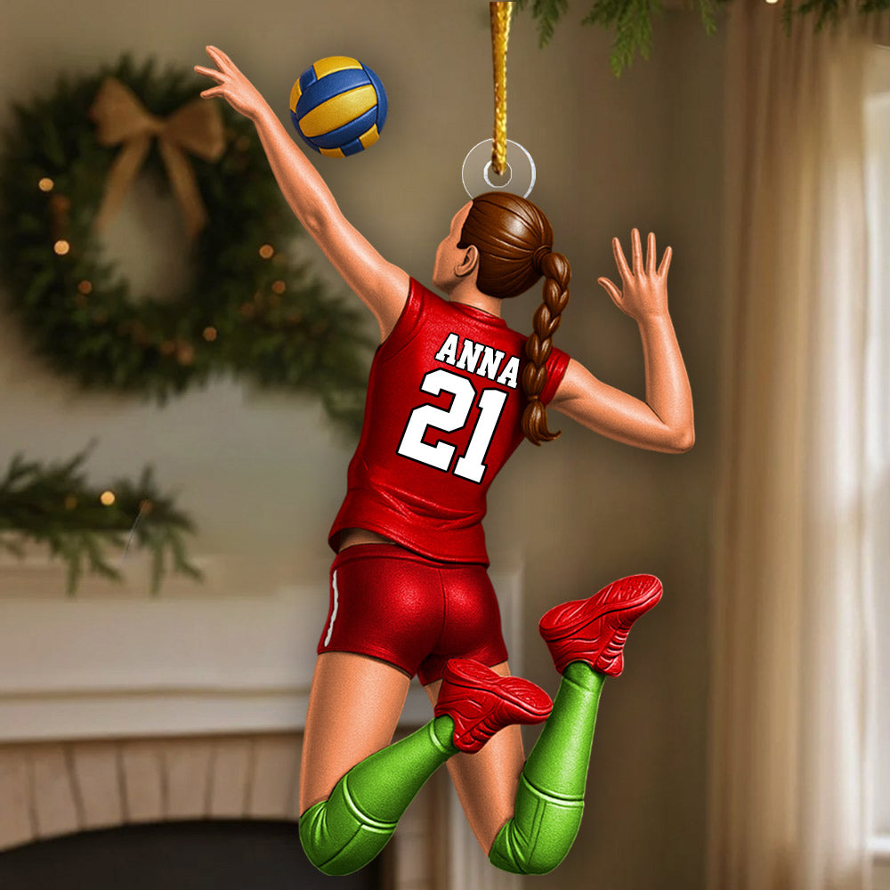 Personalized Volleyball Player Christmas Ornament, Custom Name Number Volleyball Girl Ornament|Volleyball Team Gift, Volleyball Lover Gifts Li29