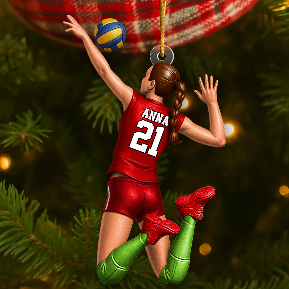 Personalized Volleyball Player Christmas Ornament, Custom Name Number Volleyball Girl Ornament|Volleyball Team Gift, Volleyball Lover Gifts Li29
